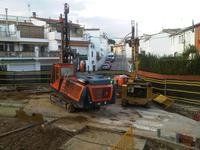 Installation of micropiles wall. Installation of five prefabricated storm tanks in the vicinity of Bullridors in Gerona.