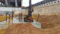 Piston drilling at a depth of 25 m. at the future station of La Sagrera   AVE de Barcelona (TGV).